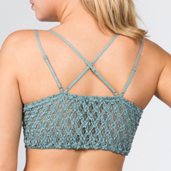 SALE Light Teal Crochet Lace Scallop Bralette - Picture 2 of 2